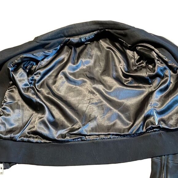 Morphine Generation MG Black lined moto jacket zippers wool & viscose S - Picture 9 of 15